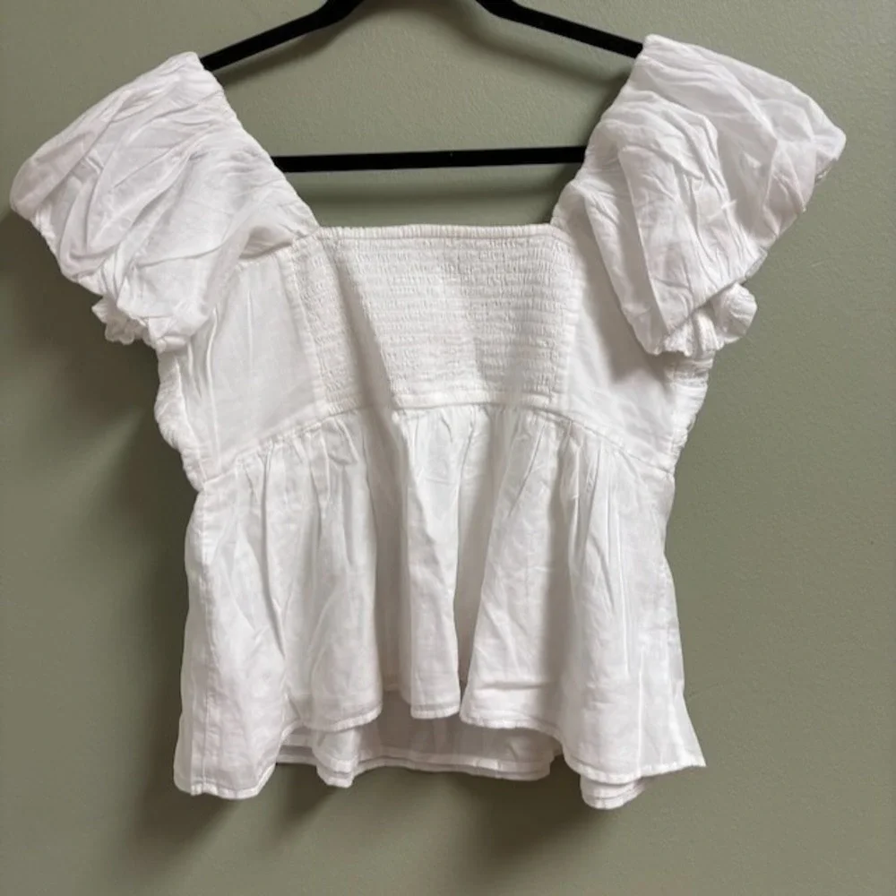Abercrombie Fitch Womens Cottage Cotton Top Size L Milkmaid Coquette Fairy Boho